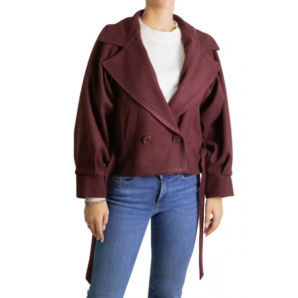 Cappottino corto con cinta e bottoni tinta unita Options